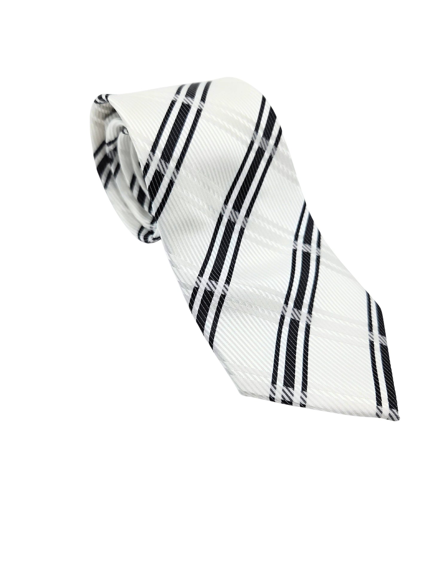 White and black plaid necktie with clean contrast