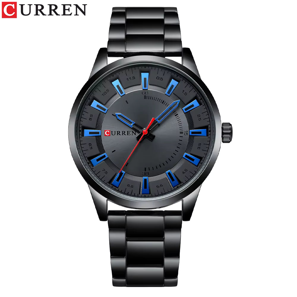 Curren 8406 men’s quartz watch with stainless steel construction and industrial dial design