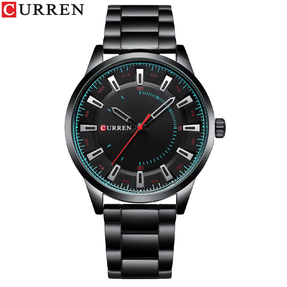 Curren 8406 men’s quartz watch with stainless steel construction and industrial dial design