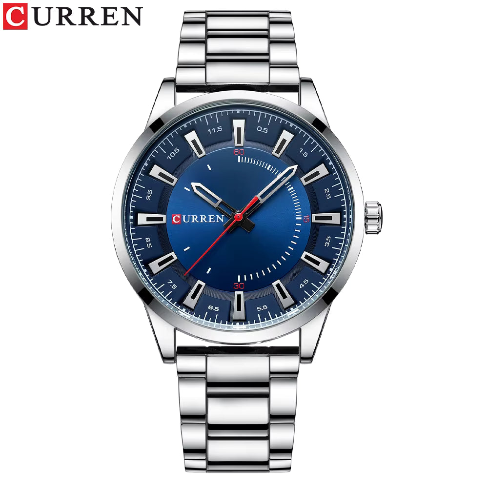Curren 8406 men’s quartz watch with stainless steel construction and industrial dial design