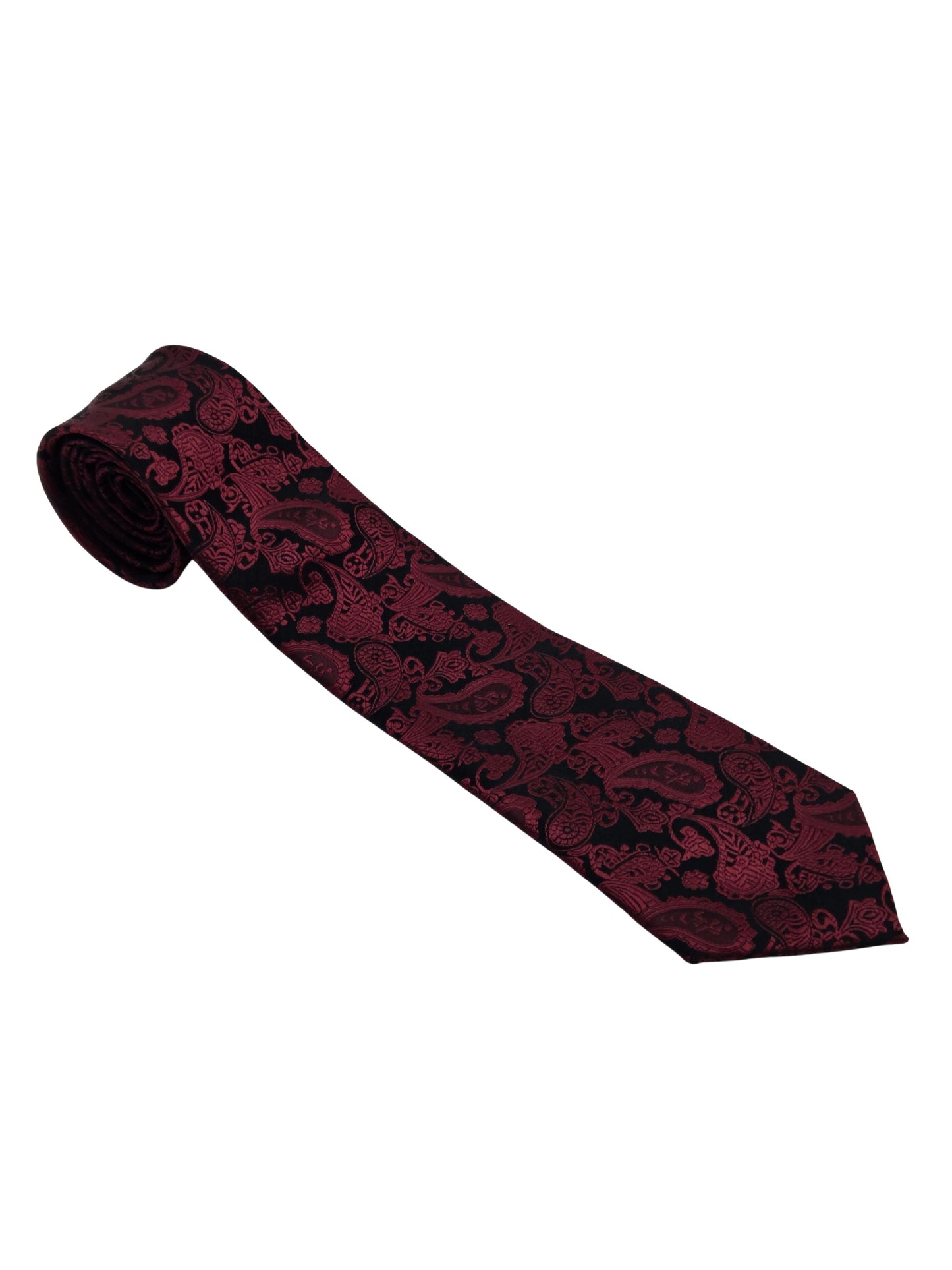 Burgundy and black paisley necktie for men by Iron Nighthawk Supply