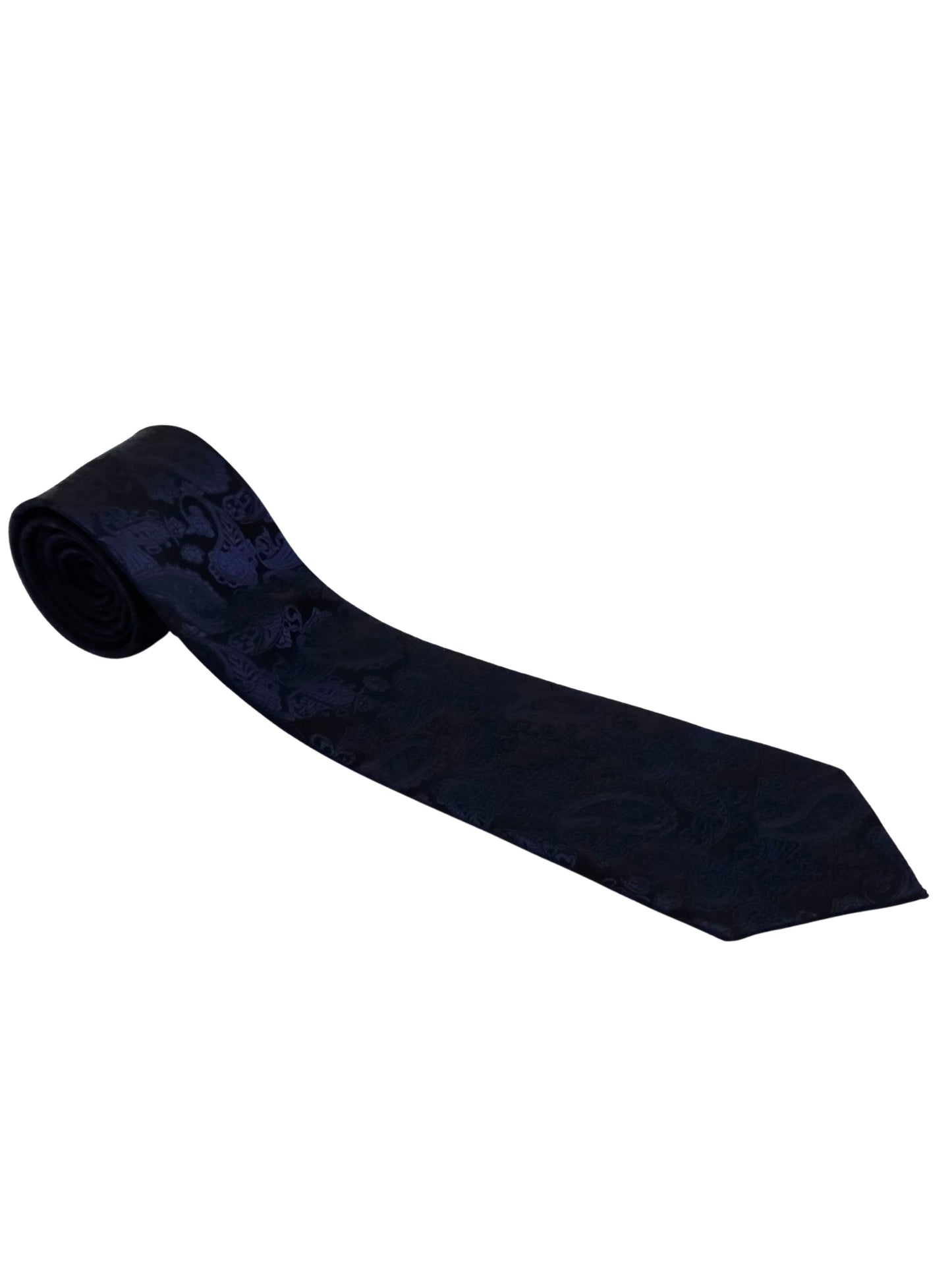 Navy and black paisley necktie for men by Iron Nighthawk Supply
