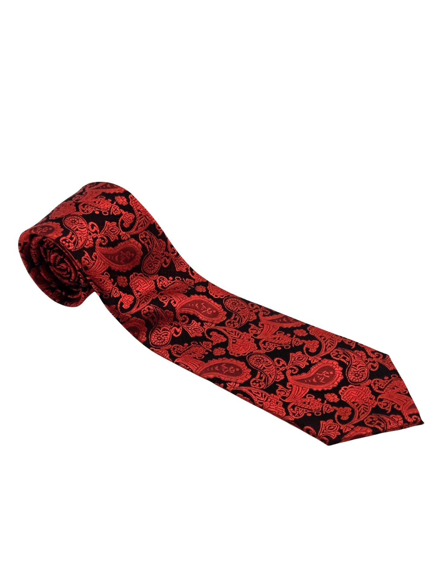 Red and black paisley necktie for men by Iron Nighthawk Supply