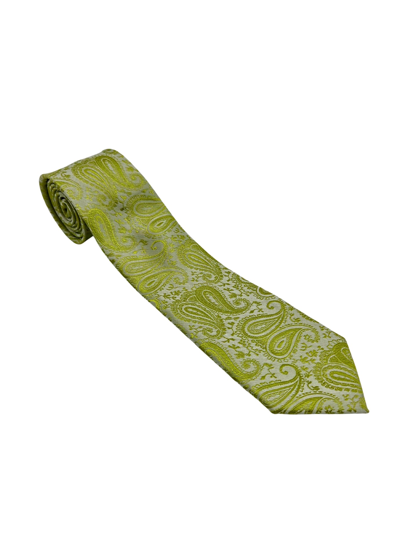 Chartreuse paisley necktie for men by Iron Nighthawk Supply