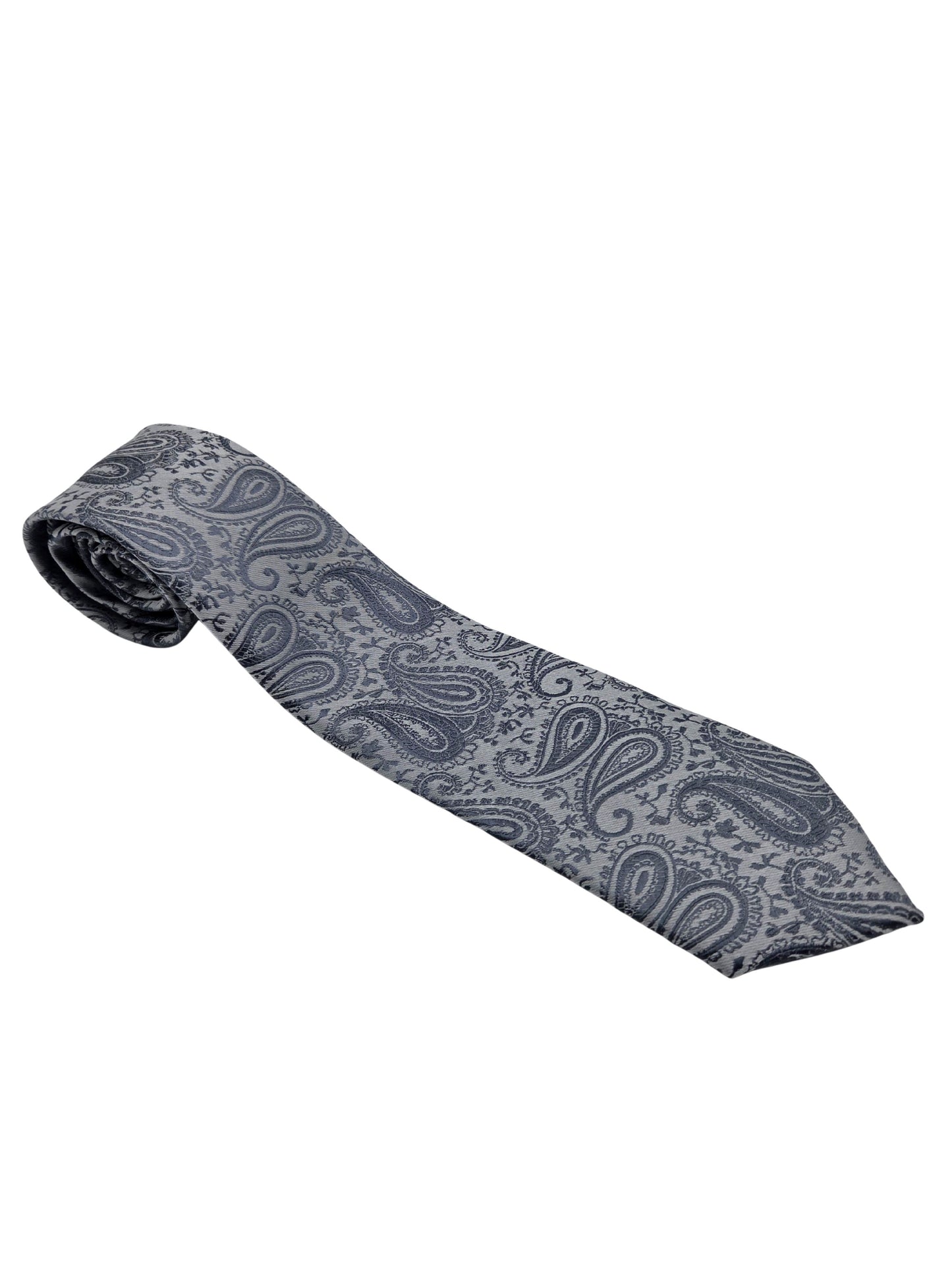 Silver paisley necktie for men by Iron Nighthawk Supply