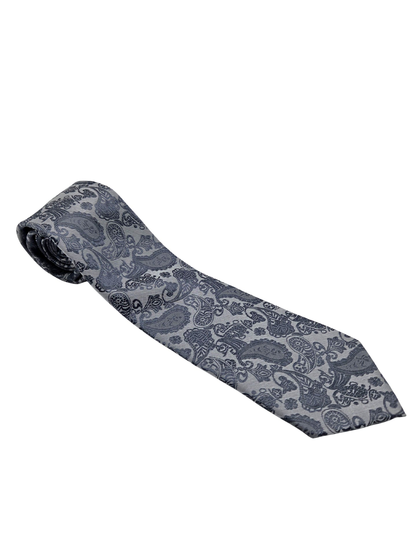 Silver paisley necktie for men by Iron Nighthawk Supply