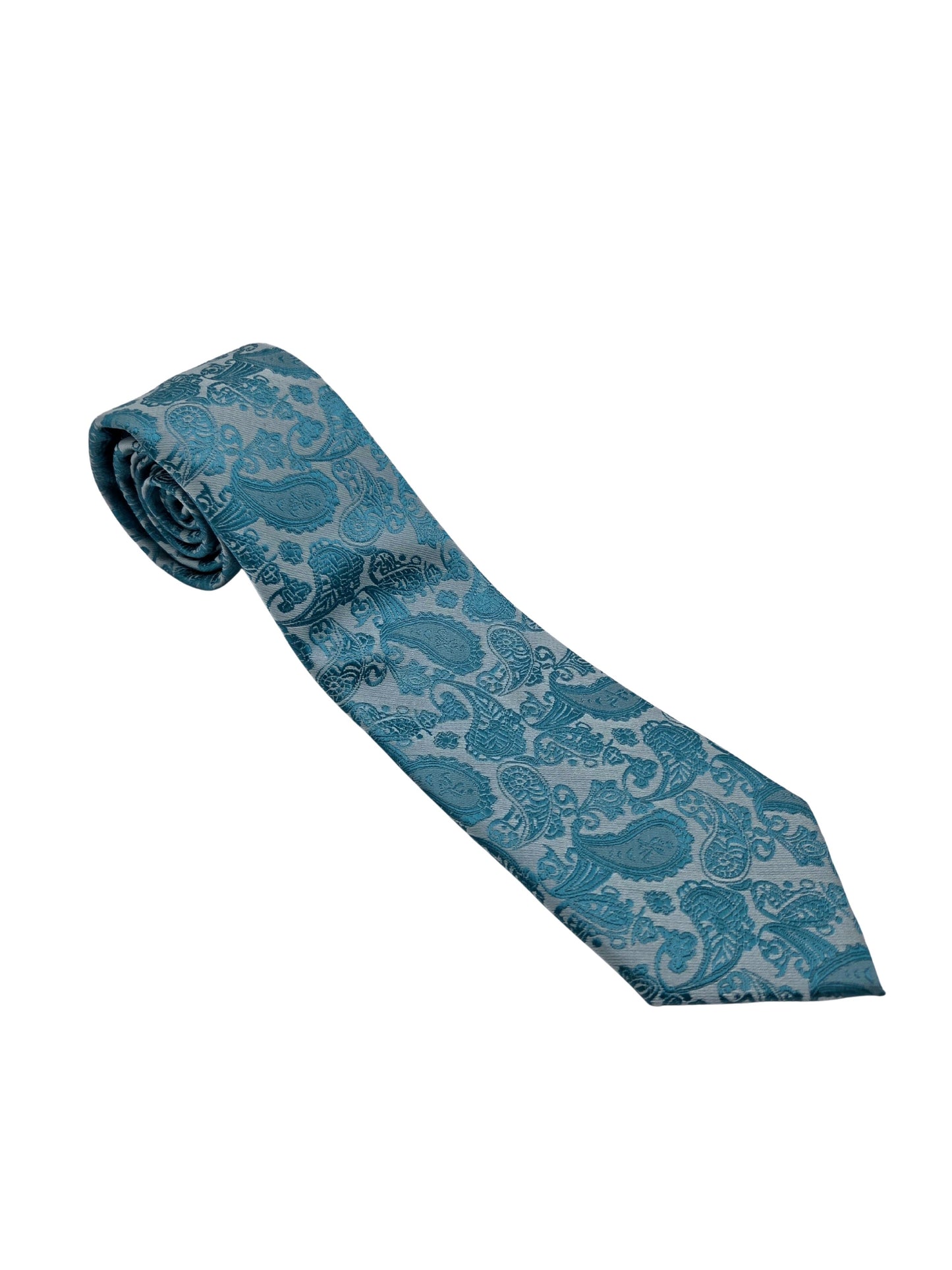 Turquoise paisley necktie for men by Iron Nighthawk Supply