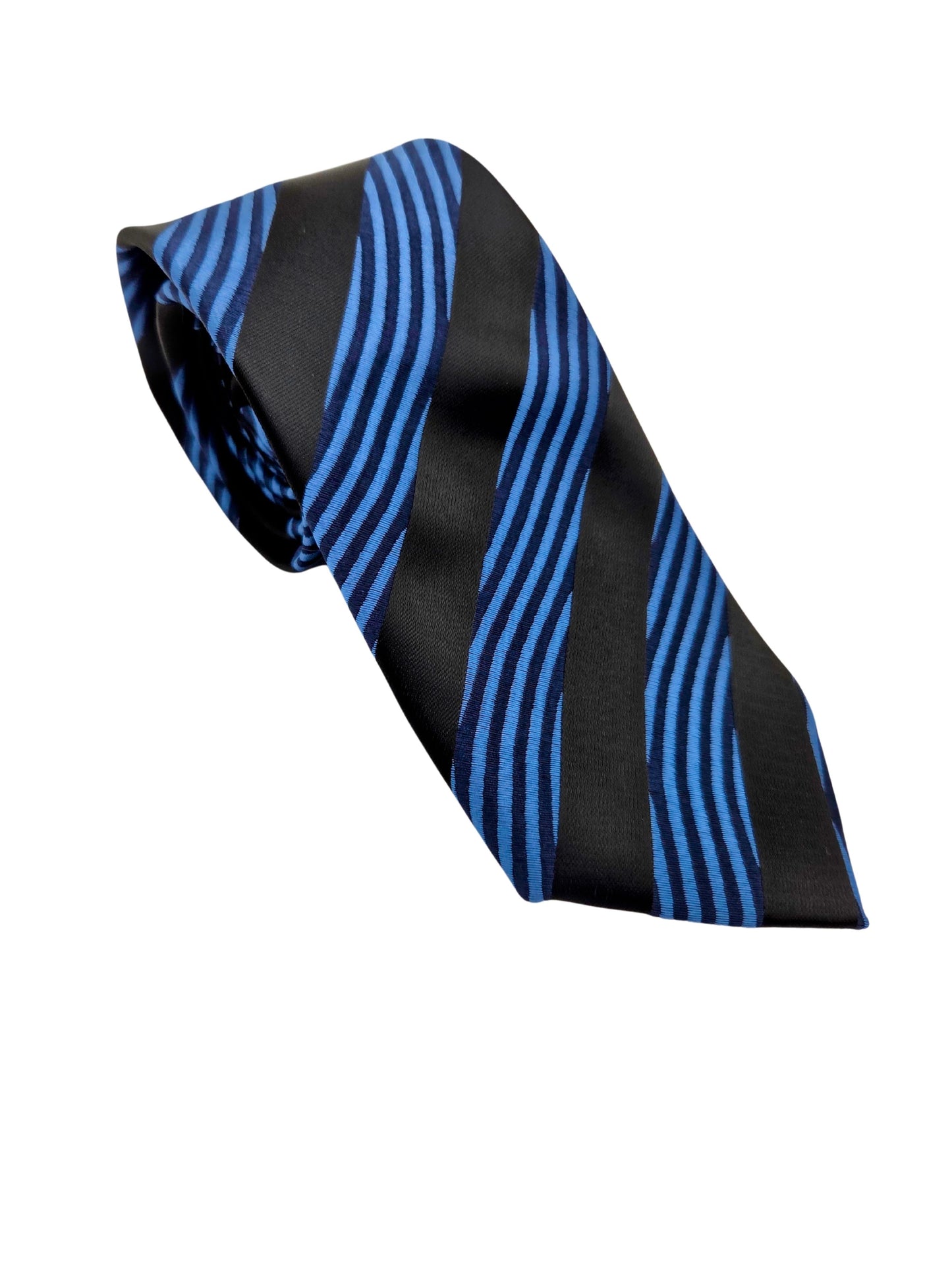 Black and blue striped necktie for men