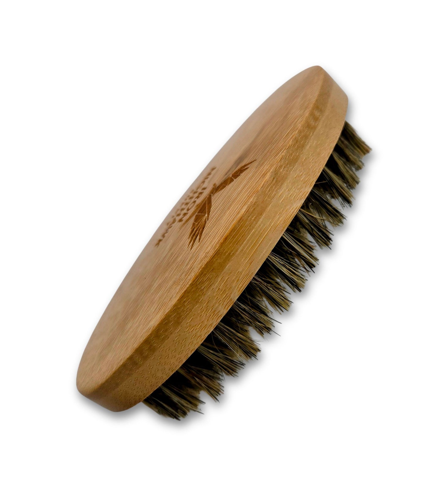 Iron Nighthawk Supply beard brush with bamboo handle and boar bristles for thick beards