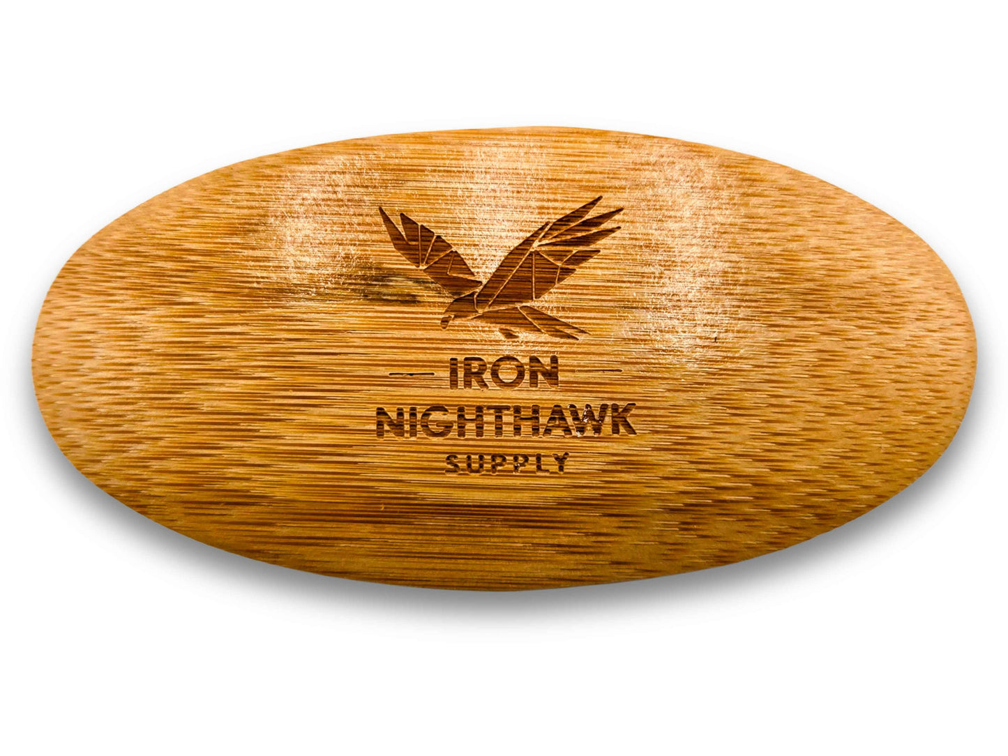 Iron Nighthawk Supply beard brush with bamboo handle and boar bristles for thick beards