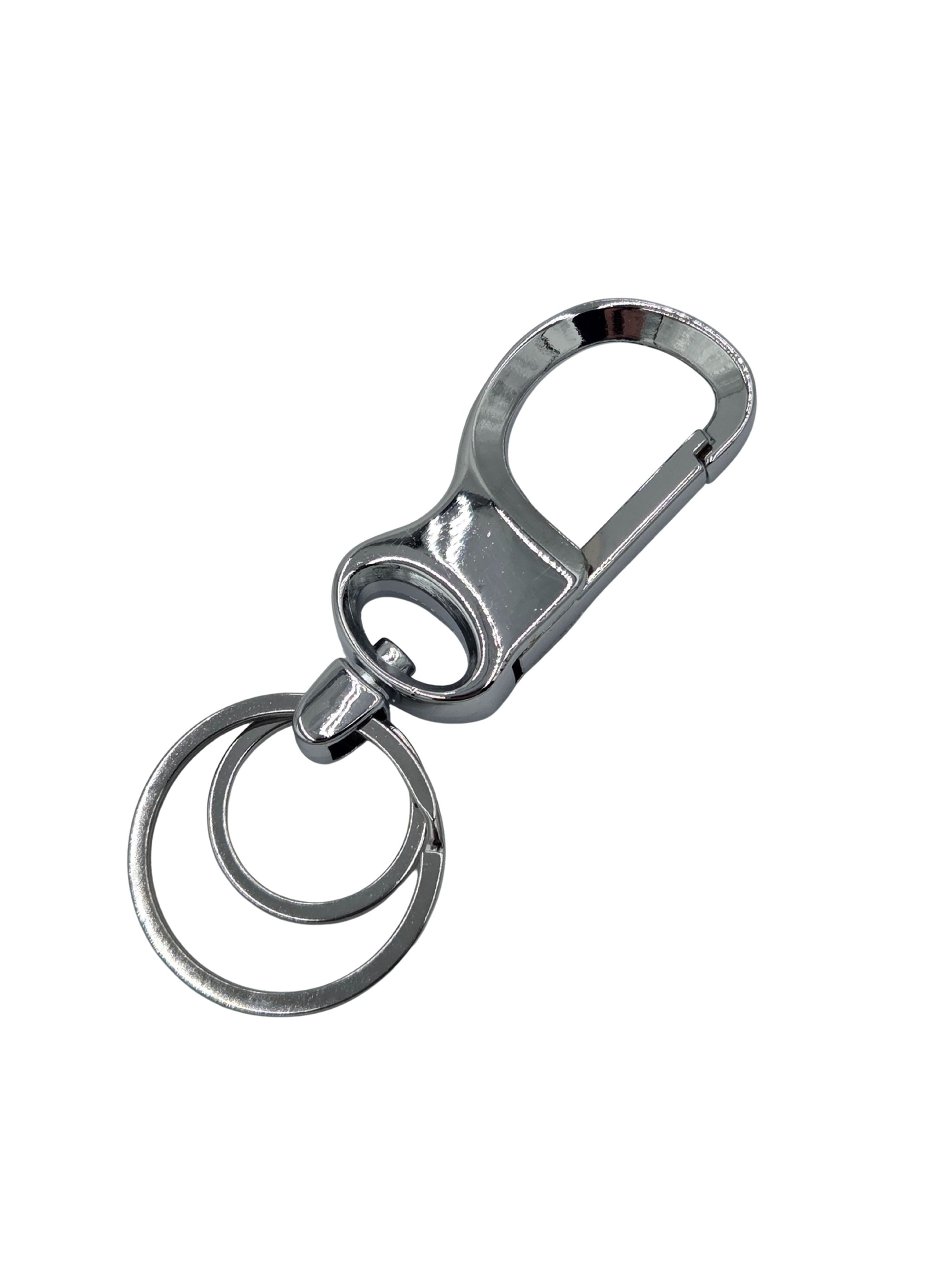 Iron Nighthawk Supply chrome zinc alloy carabiner keychain with dual key rings