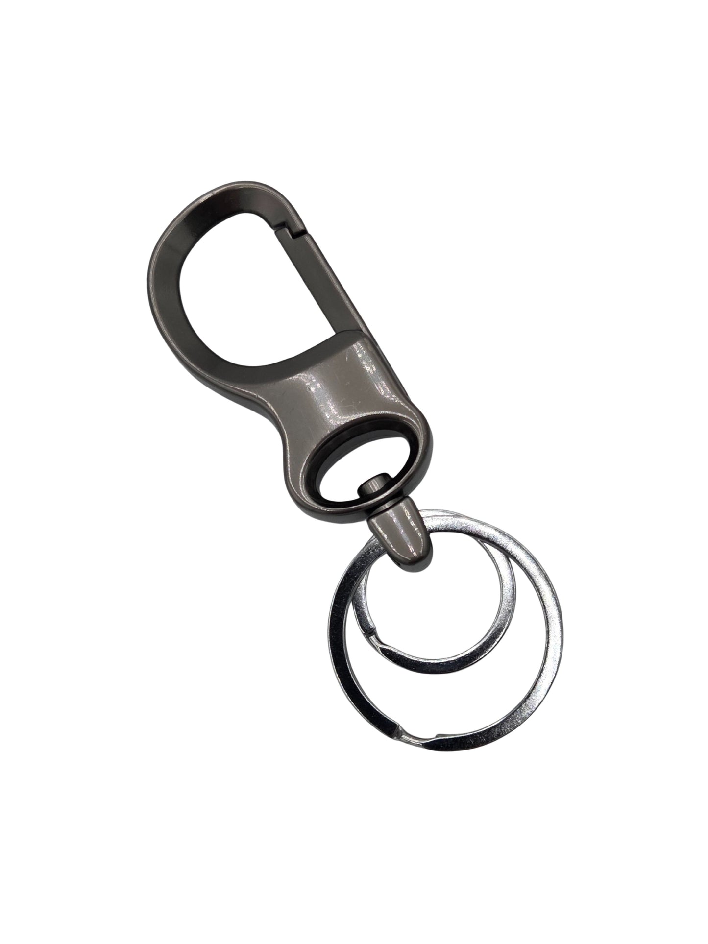Iron Nighthawk Supply gunmetal zinc alloy carabiner keychain with dual key rings