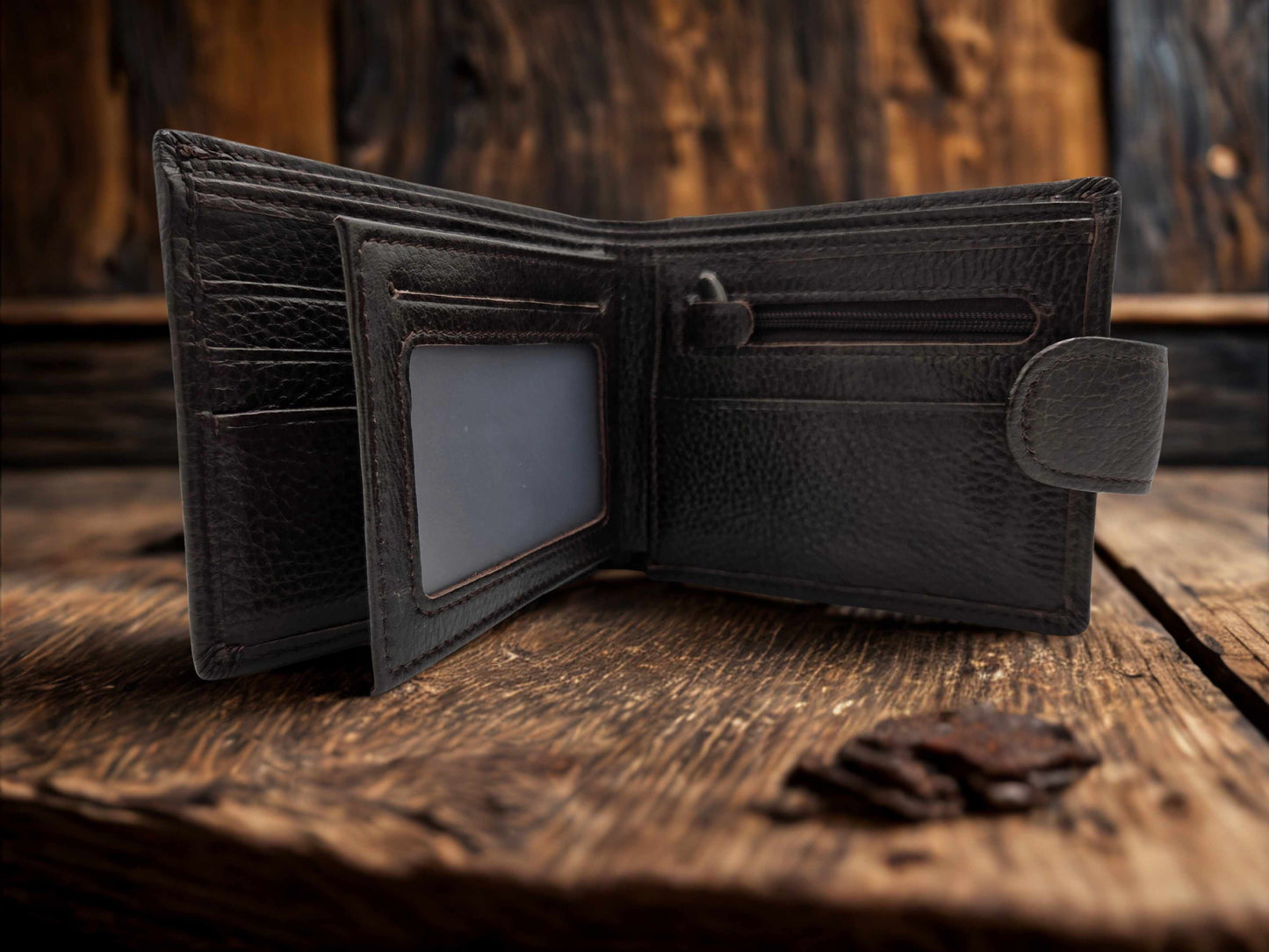 Iron Nighthawk Supply genuine leather men’s wallet with multiple card slots and rugged design