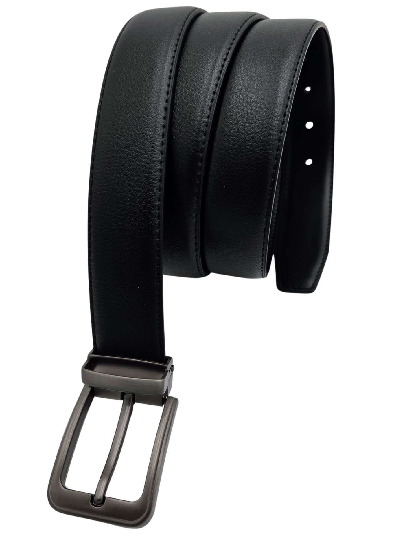 Iron Nighthawk Supply men’s black leather belt with removable buckle and cut-to-size design