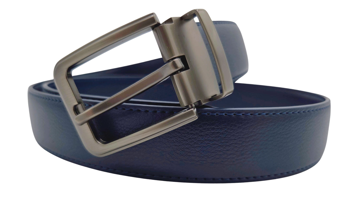 Iron Nighthawk Supply men’s blue leather belt with removable buckle and cut-to-size design