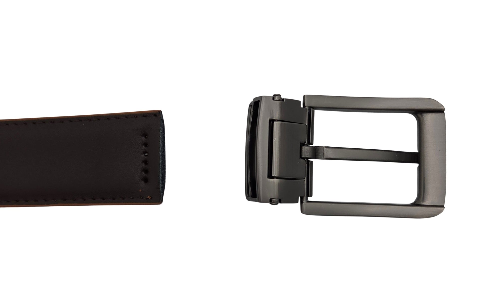 Iron Nighthawk Supply men’s leather belt with removable buckle (pictured) and cut-to-size design 