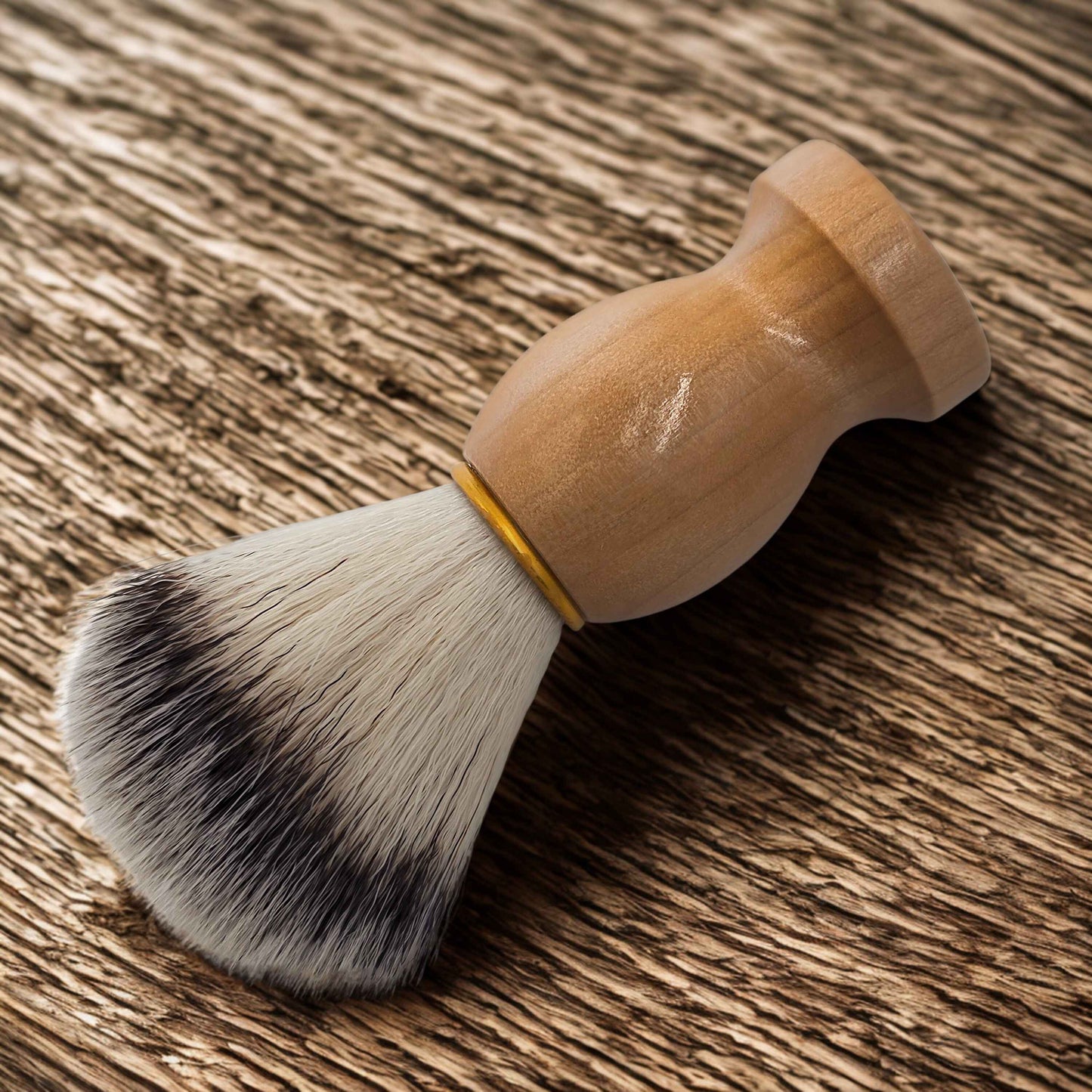 Iron Nighthawk Supply shaving brush with wood handle and soft boar bristles for traditional wet shaving